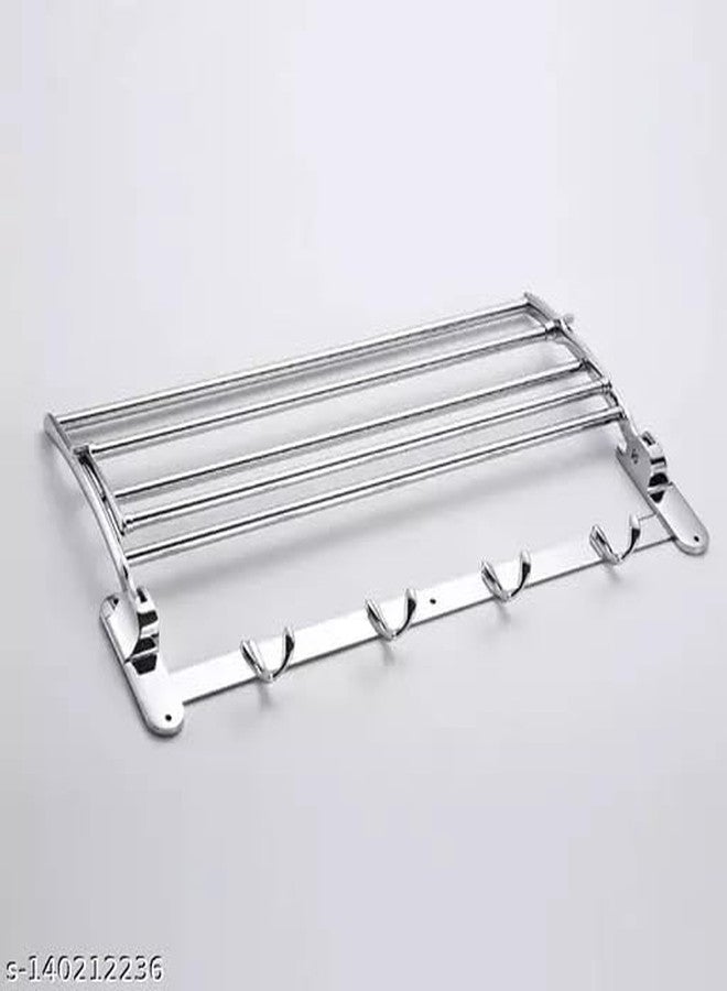 ANATOMIX Stainless Steel Folding Towel Hanger Stand/Towel Rack for Bathroom Wall Mounted Round Foldable - 24 Inch-Chrome Finish - Image 4